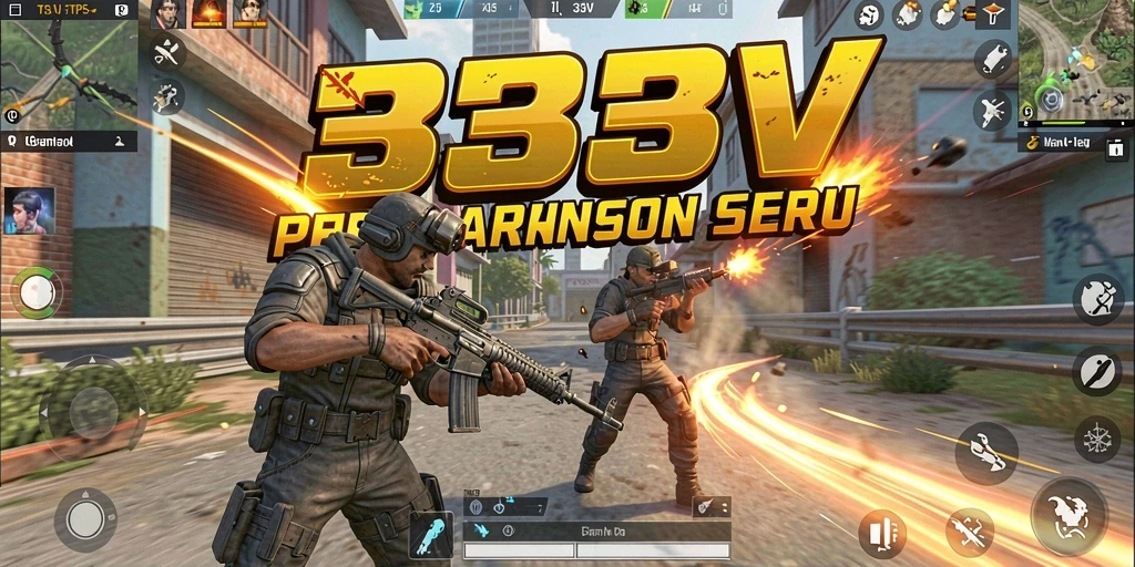 Tampilan aksi intens dalam gameplay TPS 333V.