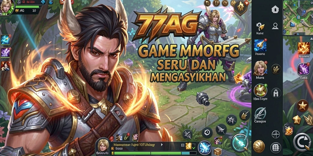 Tampilan screenshot 77AG menampilkan aksi pertarungan epik dalam dunia MMORPG.