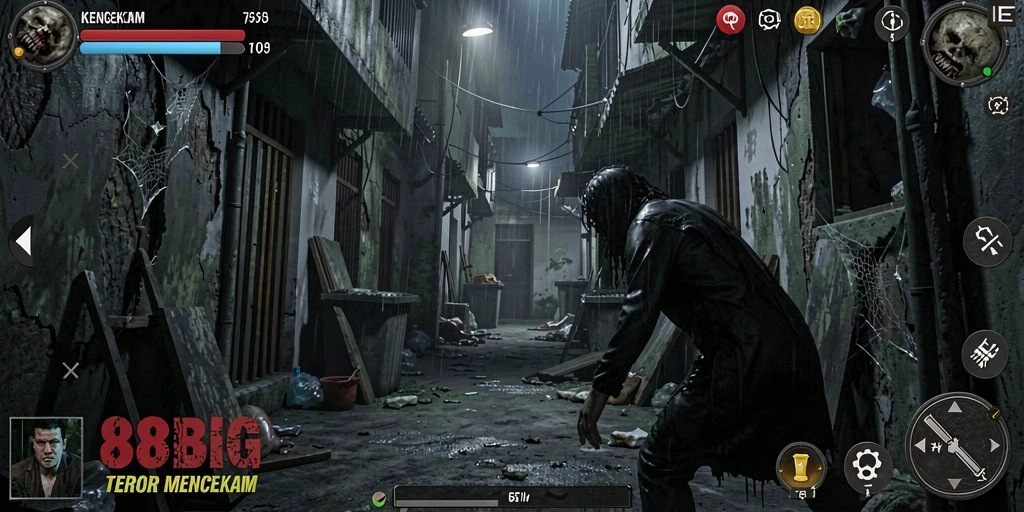 Screenshot menunjukkan momen ketegangan saat mengeksplorasi area gelap.