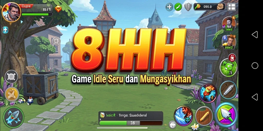 Screenshot gameplay menampilkan kerajaan yang sedang dibangun di 8HHH.