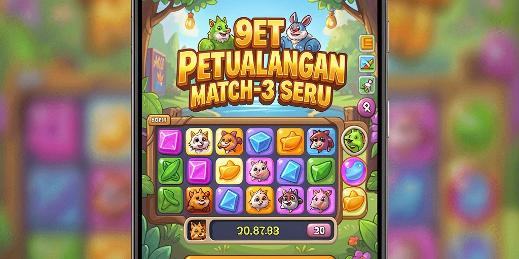 Tampilan gameplay seru di 9ET dengan elemen match-3.