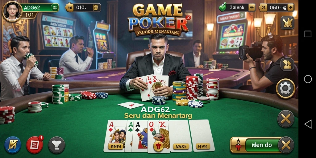 Tampilan gameplay seru di ADG62 yang menghadirkan pengalaman poker nyata.