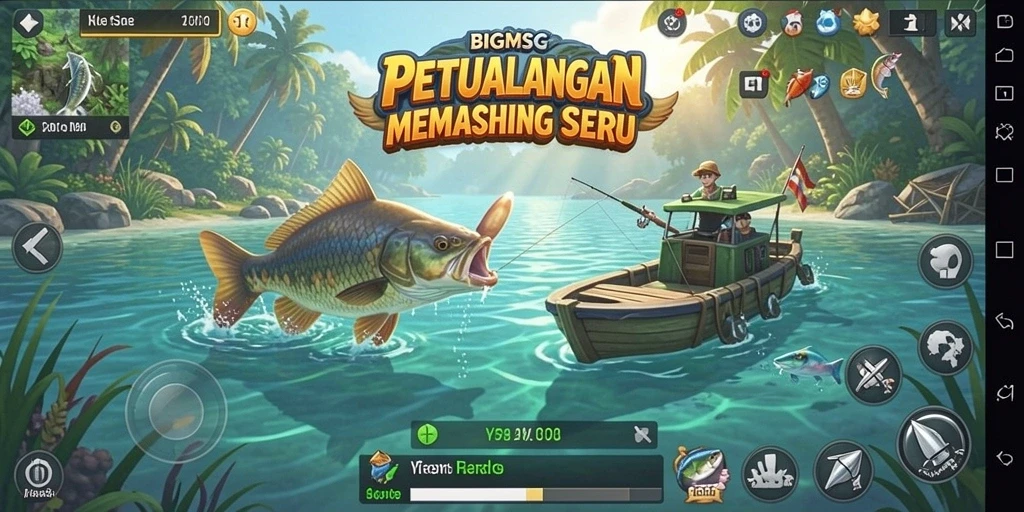 Tampilan gameplay menarik dalam BIGMSG saat memancing.