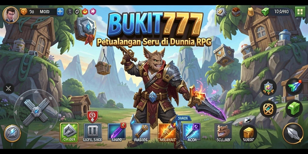 Screenshot utama BUKIT777 menampilkan aksi pertarungan RPG yang epik.