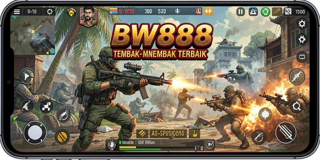 Tangkapan layar menunjukkan aksi tembak-menembak seru dalam BW888.