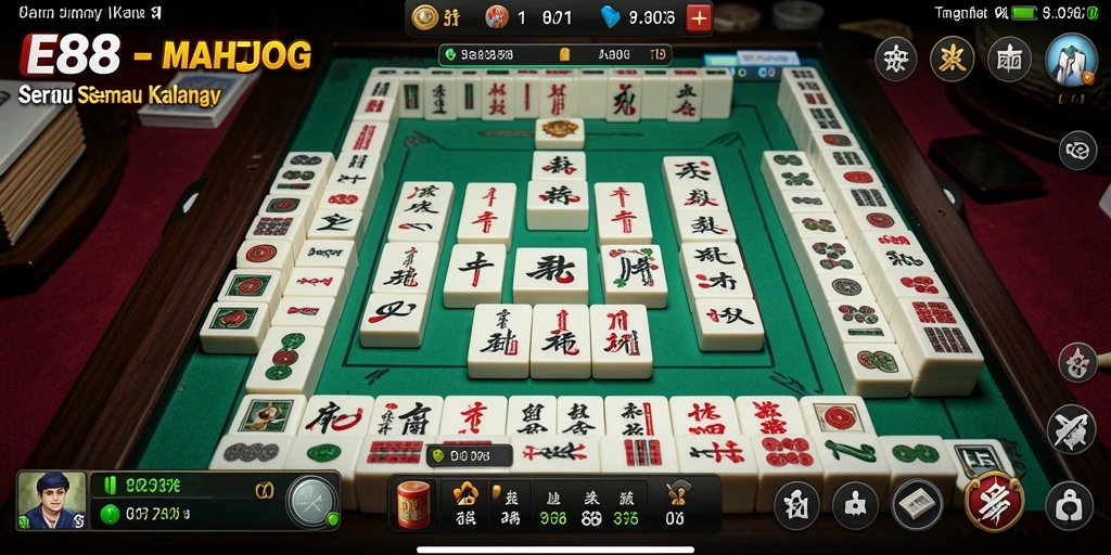 Screenshot E88 menampilkan gameplay Mahjong yang seru dan menantang.