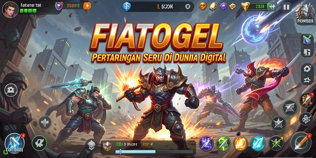 Screenshot gameplay FIATOGEL menampilkan aksi pertarungan yang intens.