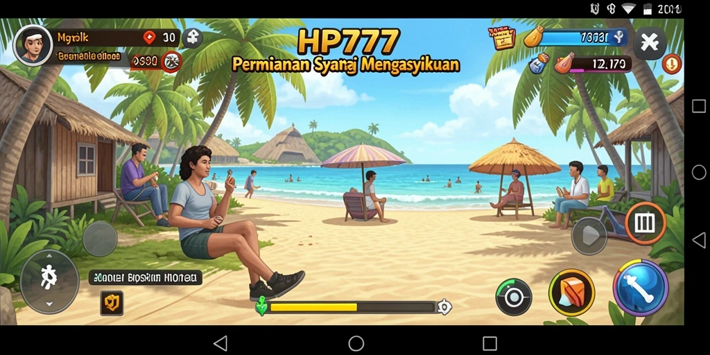 Tangkapan layar utama HP777 menampilkan gameplay penuh warna dan interaktif.