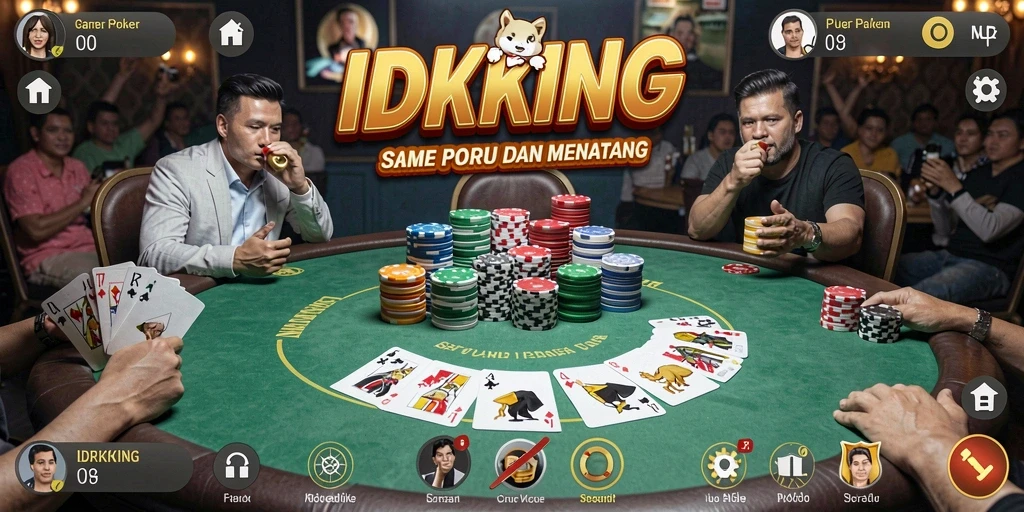 Screenshot gameplay IDRKING menampilkan aksi poker yang seru.