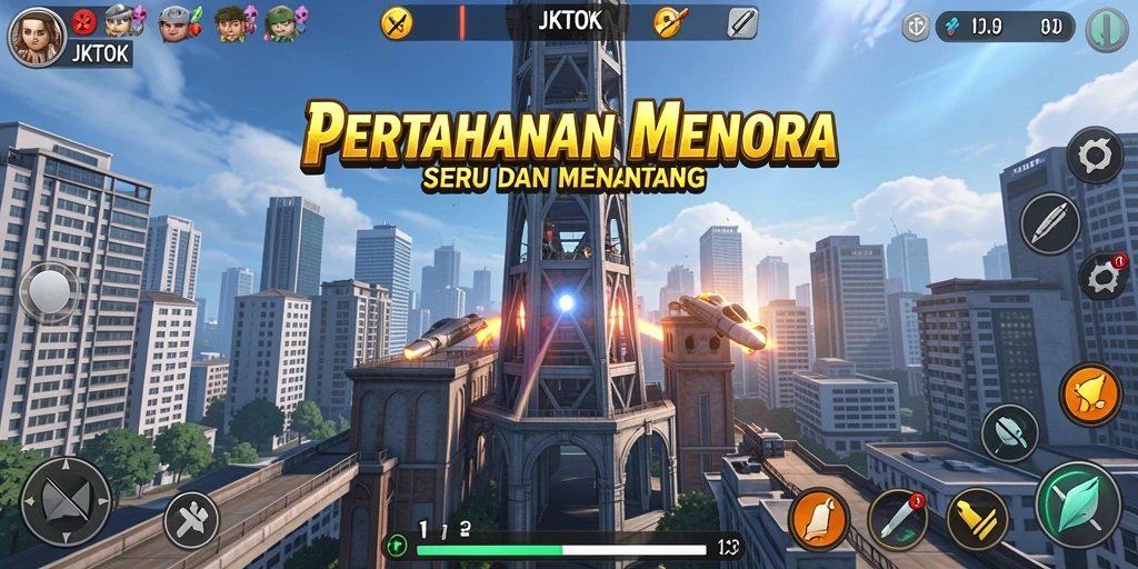 Tampilan gameplay seru JKTOK dalam menghadapi serangan musuh.