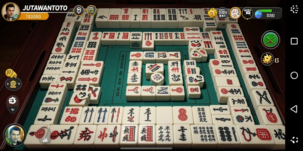 Screenshot menunjukkan gameplay Mahjong yang menarik di JUTAWANTOTO.
