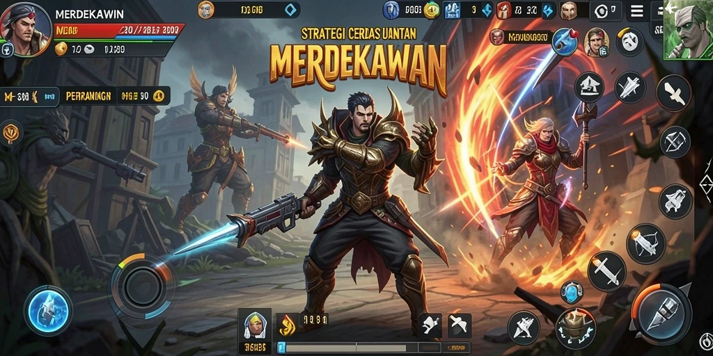 Tangkapan layar gameplay <strong>MERDEKAWIN</strong> menampilkan strategi taktis yang mendebarkan.