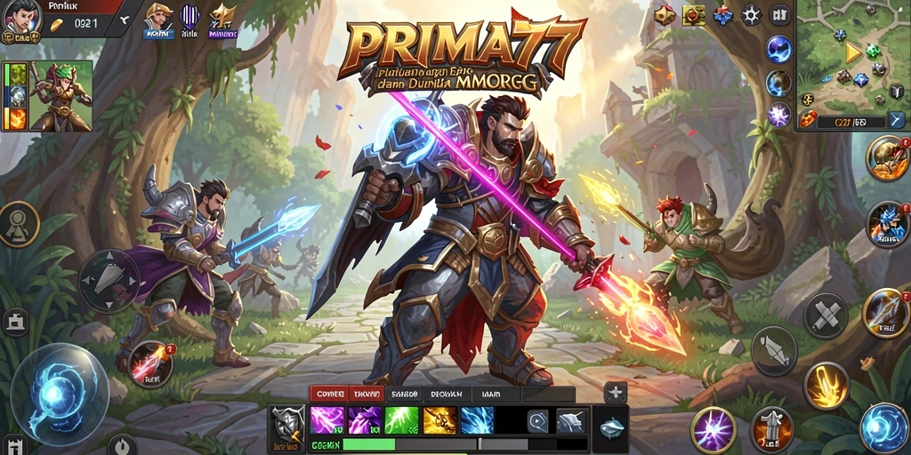 Tampilan seru gameplay MMORPG dalam PRIMA77 yang memikat.