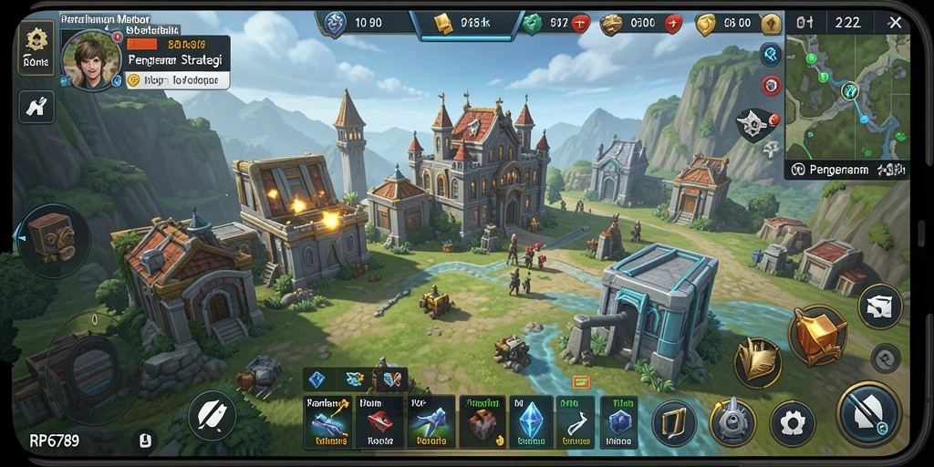 Gameplay RP6789 yang seru menampilkan pertahanan menara yang dinamis.
