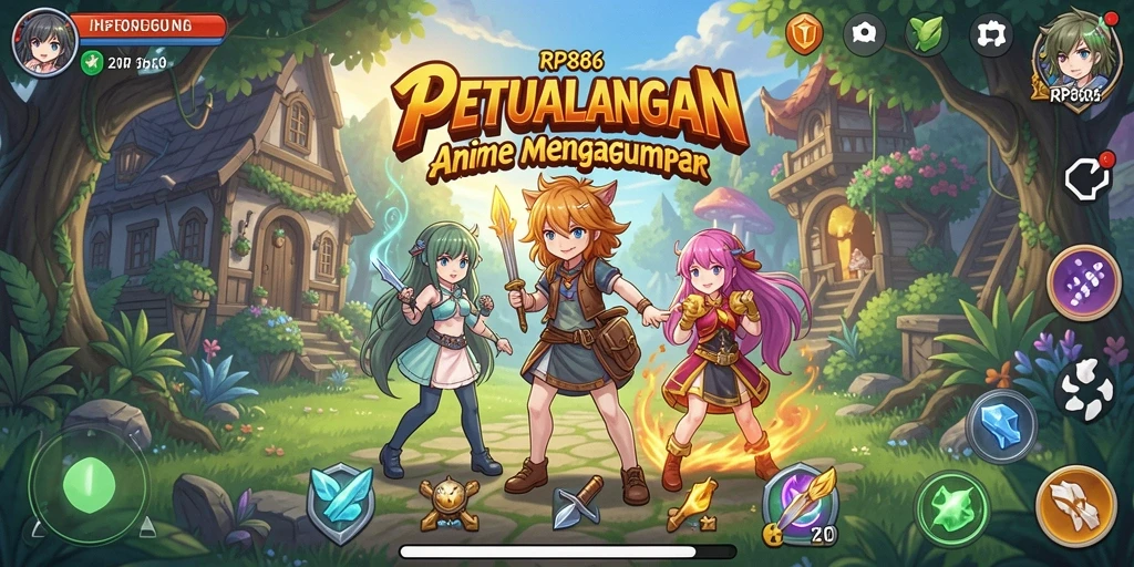 Tampilan gameplay RP886 yang menarik dengan karakter anime.