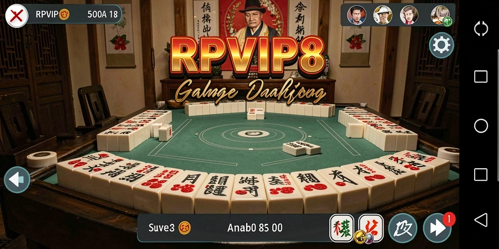 Screenshot gameplay RPVIP8 menampilkan suasana permainan Mahjong yang seru.