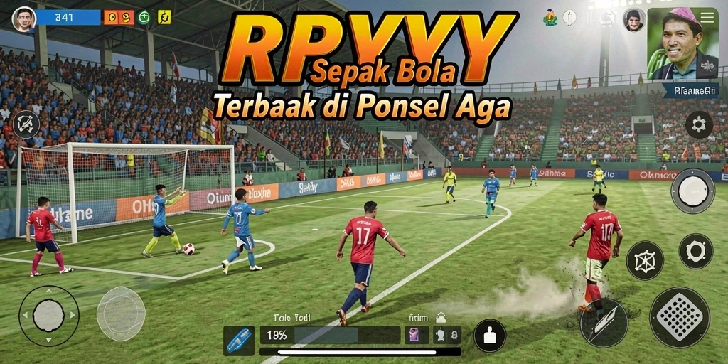 Tampilan gameplay RPYYY yang mendebarkan dengan aksi sepak bola yang intens.