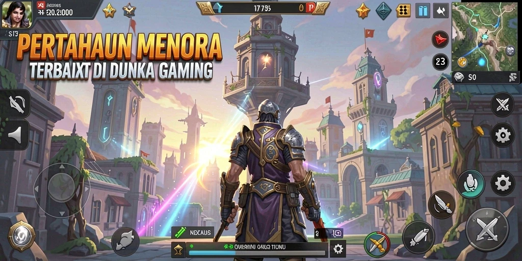 Tangkapan layar gameplay S13 yang menampilkan aksi menara pertahanan.