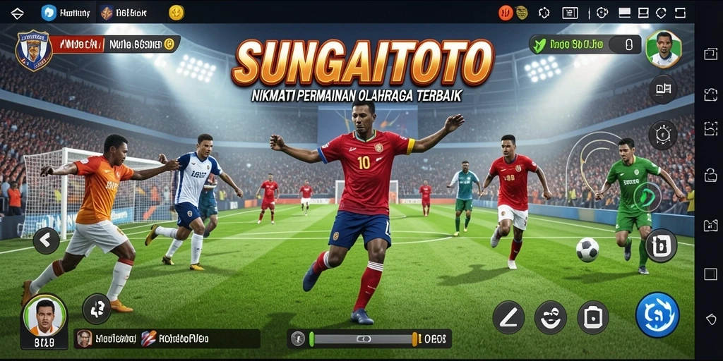 Tampilan gameplay seru dari SUNGAITOTO dengan karakter dan arena olahraga.