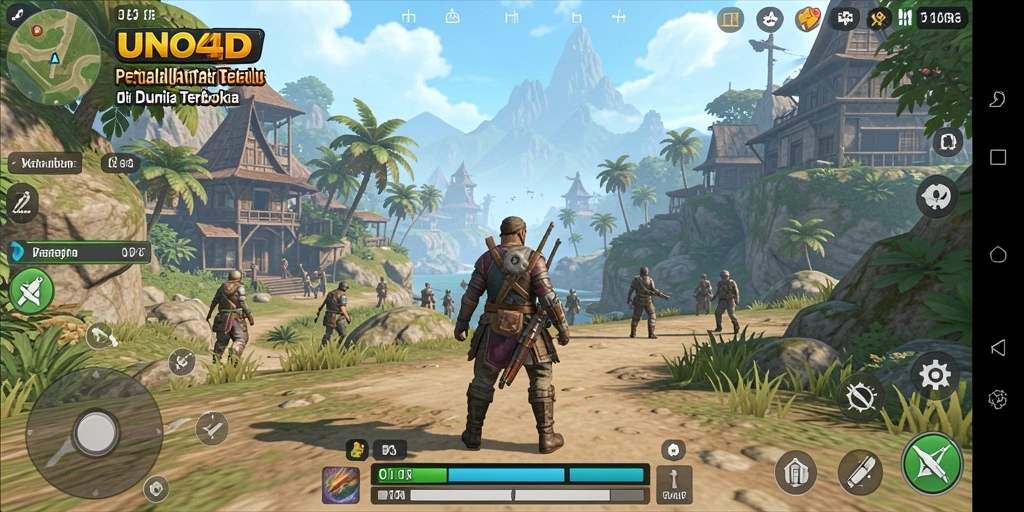 Tampilan gameplay menarik dari UNO4D di dunia terbuka.