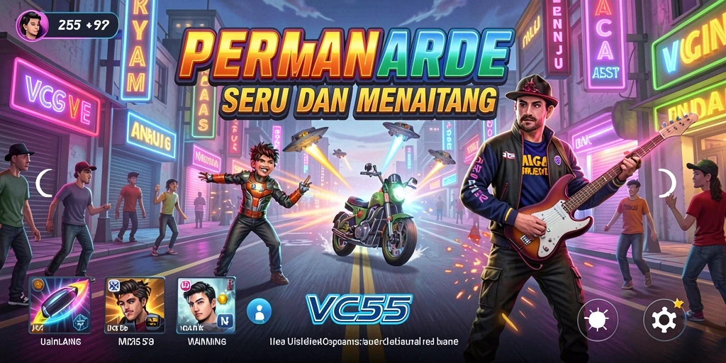 Screenshot gameplay VC55 yang menampilkan aksi mendebarkan dalam permainan Arcade.
